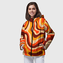 Ветровка с капюшоном женская Ретро текстура линий, цвет: 3D-черный — фото 2