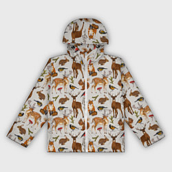 Ветровка с капюшоном женская Лесные животные, цвет: 3D-белый