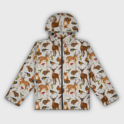Ветровка с капюшоном женская Лесные животные, цвет: 3D-черный