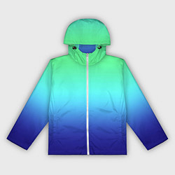 Ветровка с капюшоном женская Градиент зелёно-синий, цвет: 3D-белый