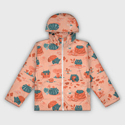 Ветровка с капюшоном женская Осенние лягушки, цвет: 3D-белый