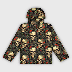 Женская ветровка Череп рябина шишки и хвойные ветки