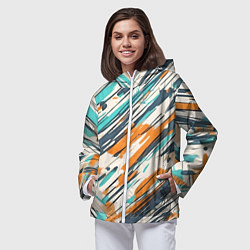 Ветровка с капюшоном женская Абстракция разноцветная, цвет: 3D-белый — фото 2