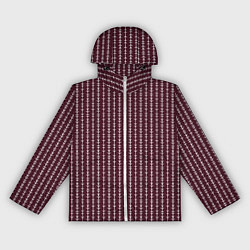 Ветровка с капюшоном женская Полосы вертикальные бордовый, цвет: 3D-белый