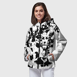 Ветровка с капюшоном женская Морда льва - абстракция, цвет: 3D-черный — фото 2