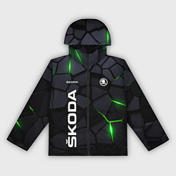 Ветровка с капюшоном женская Skoda - плиты с эффектом свечения, цвет: 3D-черный