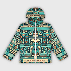 Ветровка с капюшоном женская Абстрактный паттерн в ацтекском стиле, цвет: 3D-белый