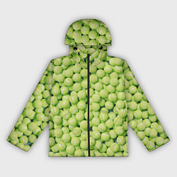 Ветровка с капюшоном женская Много теннисных мячей, цвет: 3D-черный