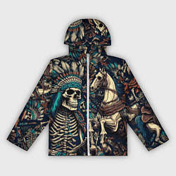 Женская ветровка Татуировка скелета индейца и ковбоя в техасе