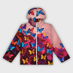 Женская ветровка Разноцветные бабочки - розовые цветы