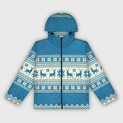 Ветровка с капюшоном женская Sweater with deer on a blue background, цвет: 3D-черный