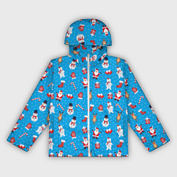 Женская ветровка Новогодний голубой принт