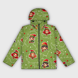 Женская ветровка Эльфы и новогодние фразы - паттерн