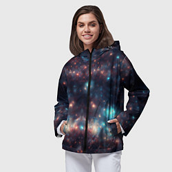 Ветровка с капюшоном женская Космический простор, цвет: 3D-черный — фото 2