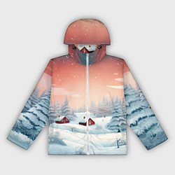Ветровка с капюшоном женская Погружение в зимнюю атмосферу, цвет: 3D-белый