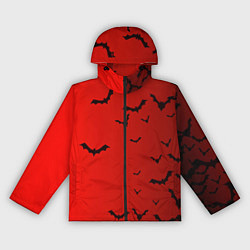 Женская ветровка Летучие мыши на красном фоне