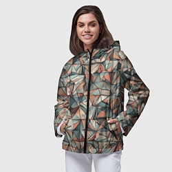 Ветровка с капюшоном женская Маленькие треугольники сепия, цвет: 3D-черный — фото 2