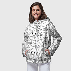 Ветровка с капюшоном женская Коты дудл мордашки, цвет: 3D-белый — фото 2