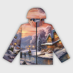 Ветровка с капюшоном женская Зима в городе, цвет: 3D-черный