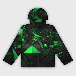 Ветровка с капюшоном женская Абстрактный лабиринт зелени, цвет: 3D-черный