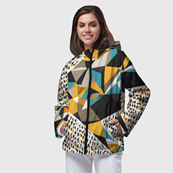 Ветровка с капюшоном женская Красные жёлтые и чёрные треугольники, цвет: 3D-черный — фото 2