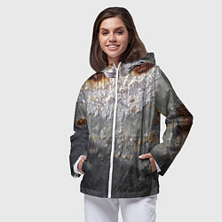 Ветровка с капюшоном женская Коррозия металла гранж текстура, цвет: 3D-белый — фото 2