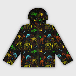 Женская ветровка Скелеты динозавров неон