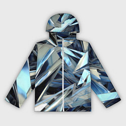 Ветровка с капюшоном женская Абстрактные осколки голубого цвета, цвет: 3D-белый