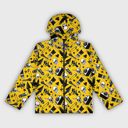 Ветровка с капюшоном женская Музыкальный рокенрольный узор, цвет: 3D-черный