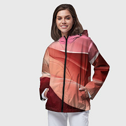 Ветровка с капюшоном женская Нежная персиковая абстракция, цвет: 3D-черный — фото 2