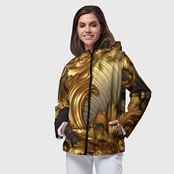 Ветровка с капюшоном женская Золотая текстура и абстракции, цвет: 3D-черный — фото 2