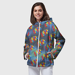 Ветровка с капюшоном женская The amazing digital circus pattern, цвет: 3D-белый — фото 2