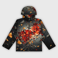 Ветровка с капюшоном женская Желтые и черные осколки после взрыва, цвет: 3D-черный