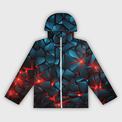 Ветровка с капюшоном женская Синие плиты с красным разломом, цвет: 3D-белый