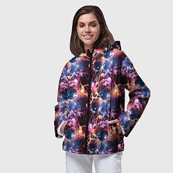 Ветровка с капюшоном женская Узор нейронные связи, цвет: 3D-черный — фото 2