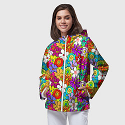Ветровка с капюшоном женская Floral multicolour, цвет: 3D-белый — фото 2