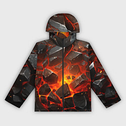 Ветровка с капюшоном женская Летящие черные камни после взрыва, цвет: 3D-черный