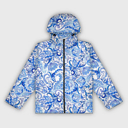 Женская ветровка Гжельская роспись на белом фоне
