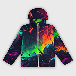 Ветровка с капюшоном женская Яркие пятна абстракции, цвет: 3D-белый
