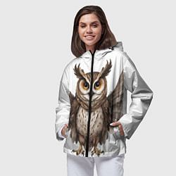 Ветровка с капюшоном женская Совушка с крыльями, цвет: 3D-черный — фото 2