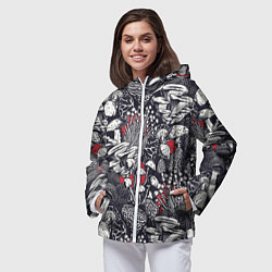 Ветровка с капюшоном женская Разные грибы, цвет: 3D-белый — фото 2