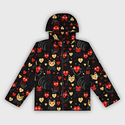 Женская ветровка Паттерн с сердечками и котами валентинка