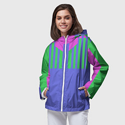 Ветровка с капюшоном женская Олимпийка 90х, цвет: 3D-белый — фото 2