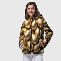 Ветровка с капюшоном женская Золотые Пасхальные яйца, цвет: 3D-черный — фото 2