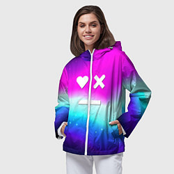 Ветровка с капюшоном женская Love death robots neon gradient serial, цвет: 3D-белый — фото 2