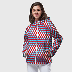 Ветровка с капюшоном женская Вишнёвый многогранник, цвет: 3D-белый — фото 2