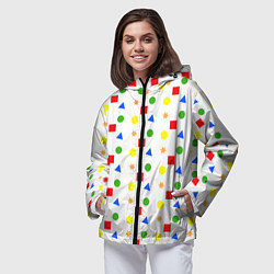Ветровка с капюшоном женская Разноцветные геометрические фигурки, цвет: 3D-черный — фото 2