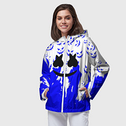 Ветровка с капюшоном женская Marshmello dj blue pattern music band, цвет: 3D-белый — фото 2