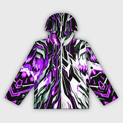 Женская ветровка Фиолетовая и белая абстракция на чёрном фоне