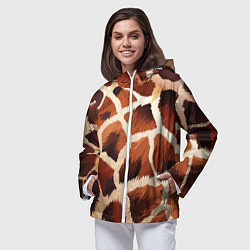 Ветровка с капюшоном женская Пятнистый мех жирафа, цвет: 3D-белый — фото 2